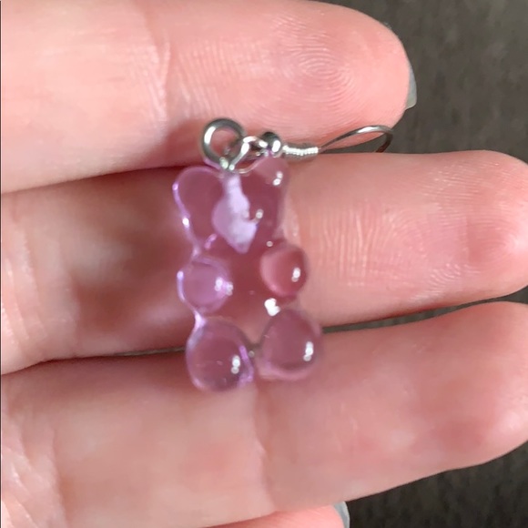 Purple Gummy Bear Earrings - Picture 2 of 2